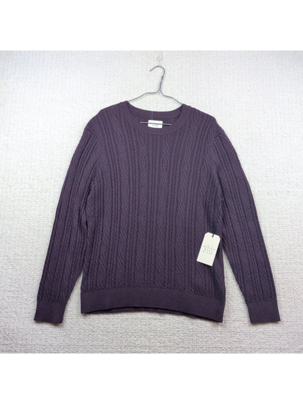 NWT Abercrombie & Fitch Cable Knit Merino Sweater Men S Burgundy Fitted Preppy